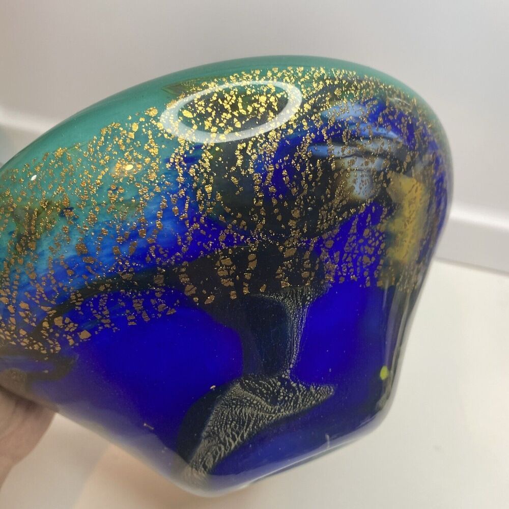 Beautiful Large Vintage Signed ISLE OF WIGHT Multicolor Art Glass Vase/bowl